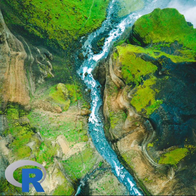 A river flowing between cliffs